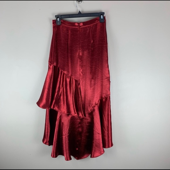 Anthropologie Moulinette Souers red satin skirt size XS - Picture 3 of 8
